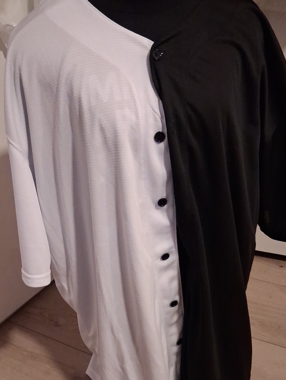 Men's Two-Tone Black & White Casual Button-Down Shirt
